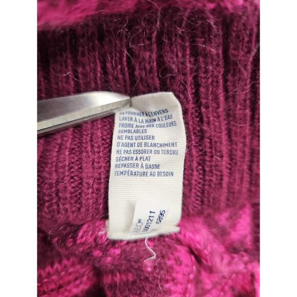 American Eagle Womens Size X-Small Pink Purple Fuzzy Mohair Wool Nordic Sweater - Picture 8 of 8
